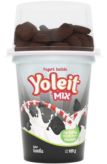 Yogurt Yoleit Mix sabor vainilla con galletas trituradas sabor a chocolate